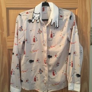 Cat button up shirt